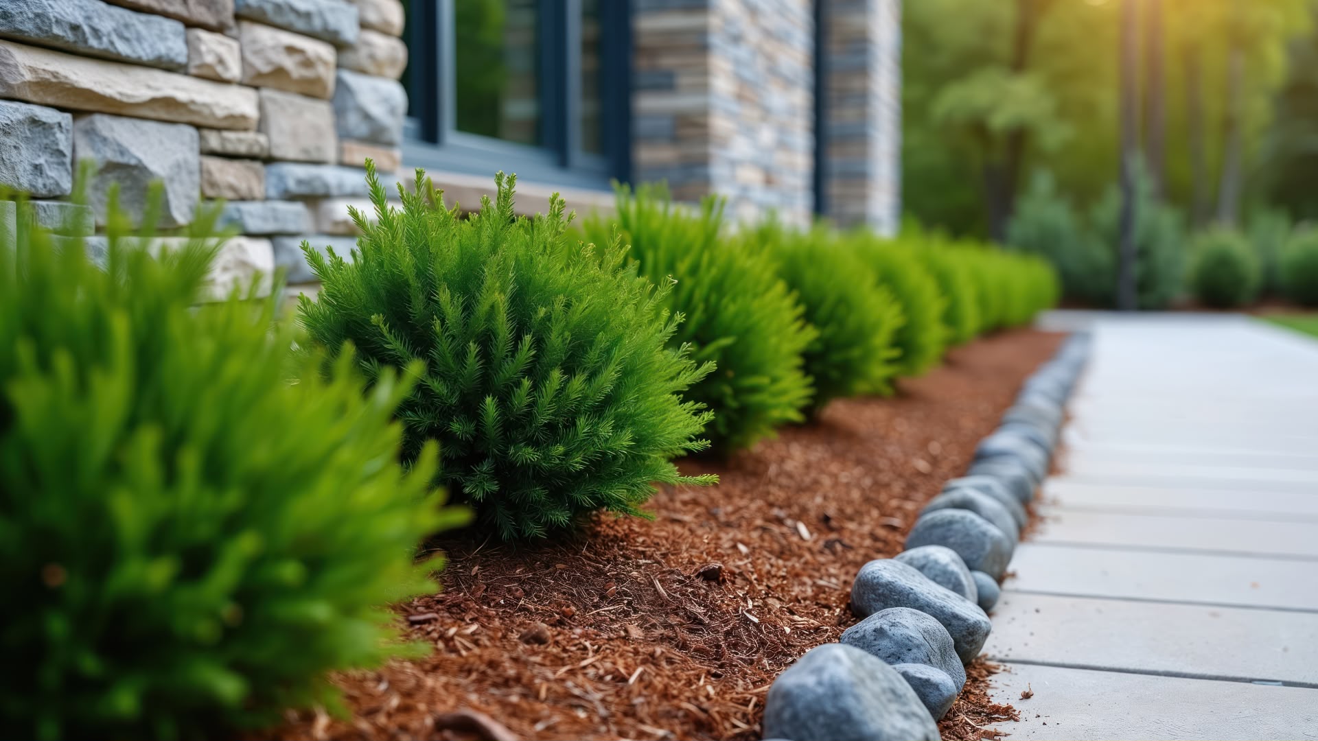 Stone and Mulch Beds