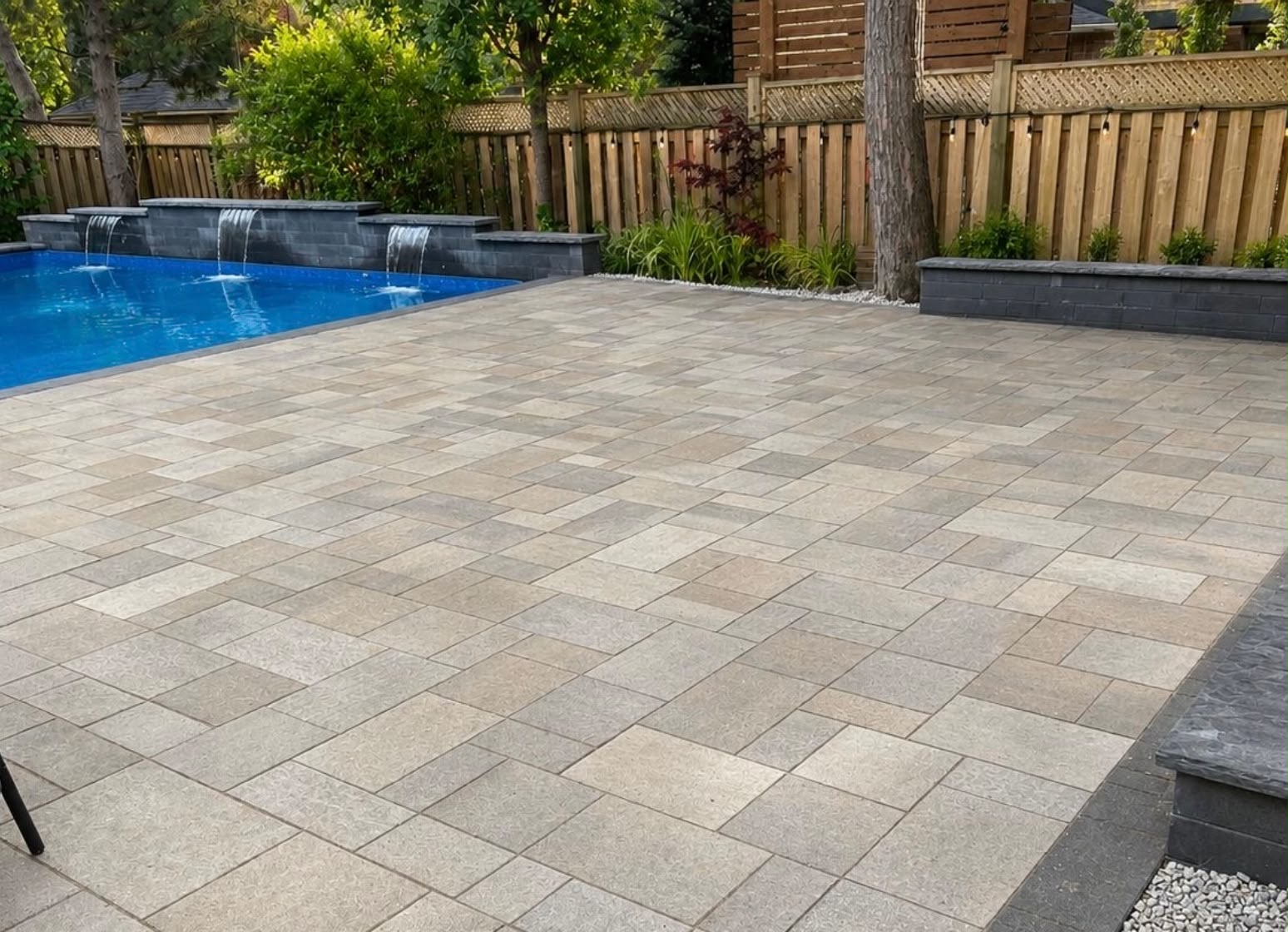 interlock project with fence and pool